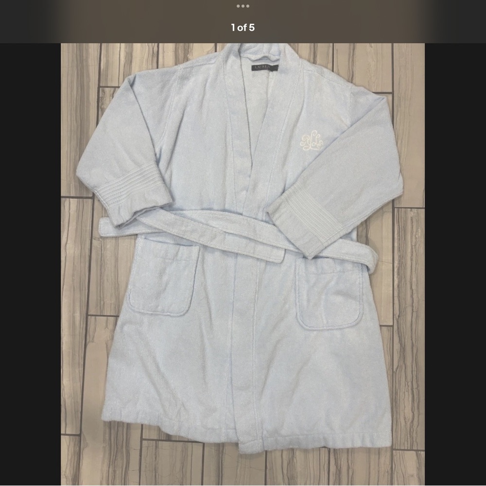 Ralph Lauren Soft Blue Terry Cloth Robe Bathrobe